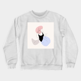 Girl eats ice cream , Slender waist, Beautiful body. Crewneck Sweatshirt